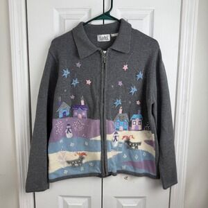 Tabi International Dachshund Sweater Zip Jacket Winter Snow M Cottagecore